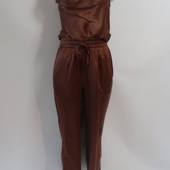 NWT Womens Cami NYC Sena Silk Blend Coffee Brown Pants S/Darby Bodysuit Set S - Picture 3 of 11